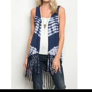 Tie dye fringe Vest